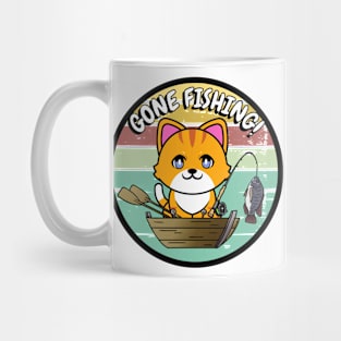 Cute orange cat has gone fishing Mug